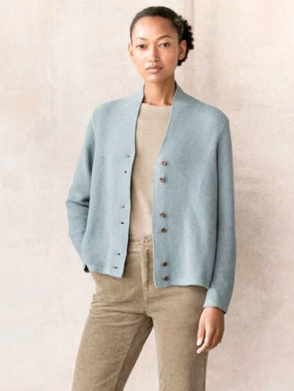 Poetry Organic Cotton Button Cardigan US 16 Light Blue British Label